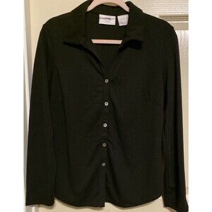 VTG Worthington Knit Cardigan Womens M Black Pearl Button Up Preppy 90s Career